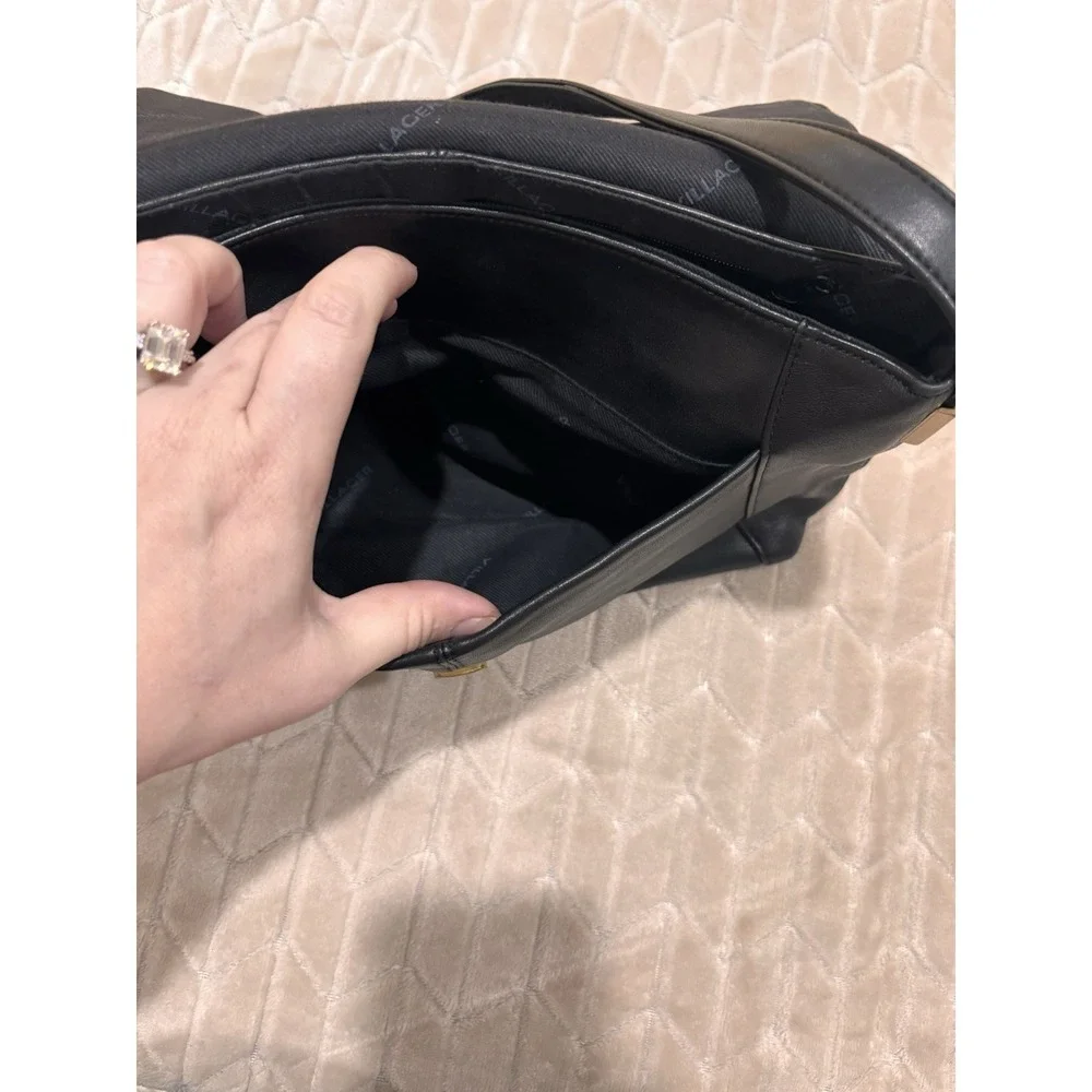 Vintage Liz Claiborne Villager Black Leather Shoulder Bag Office Siren Y2K Purse